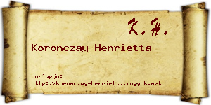 Koronczay Henrietta névjegykártya